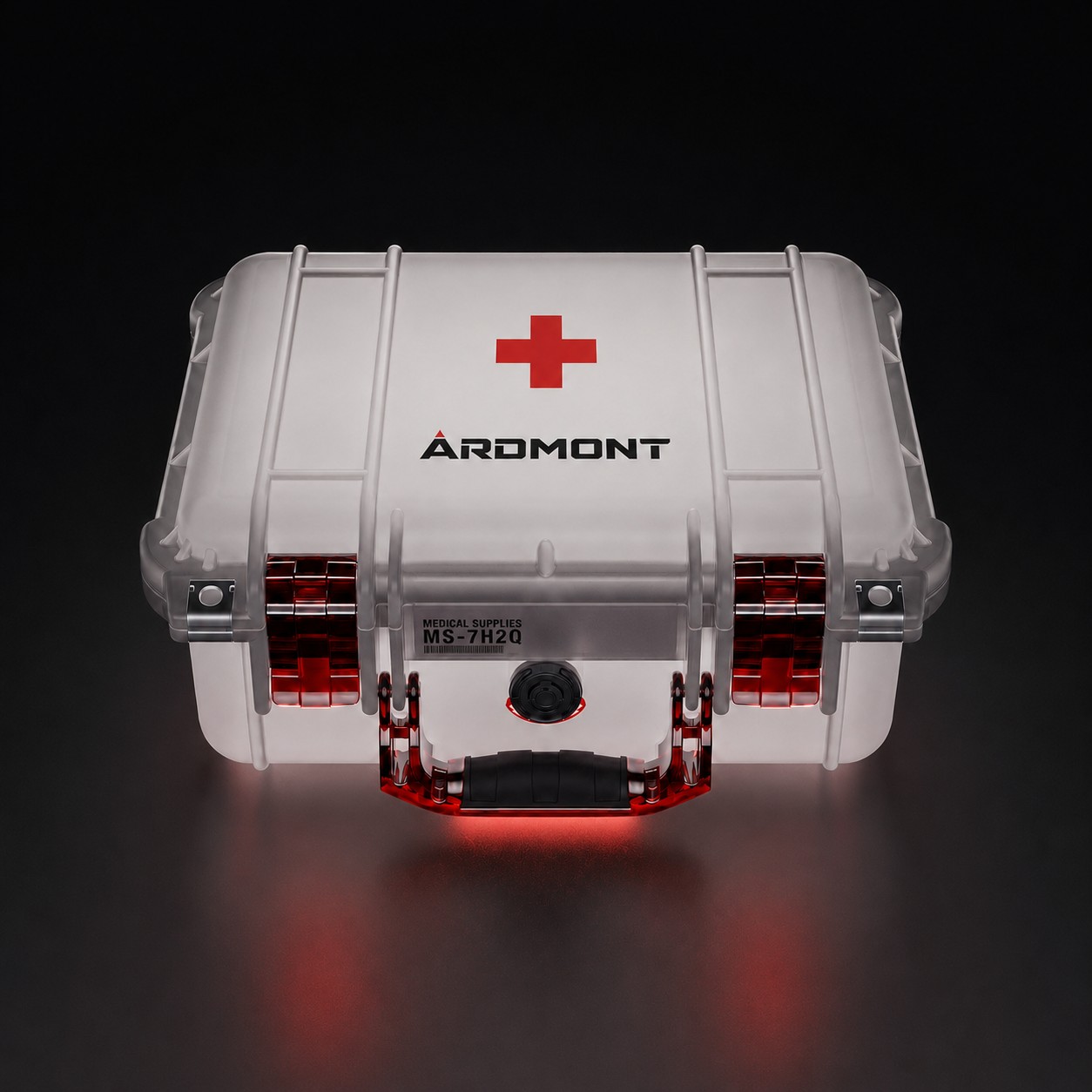 Ardmont MS-7H2Q medical supply case with red latches.